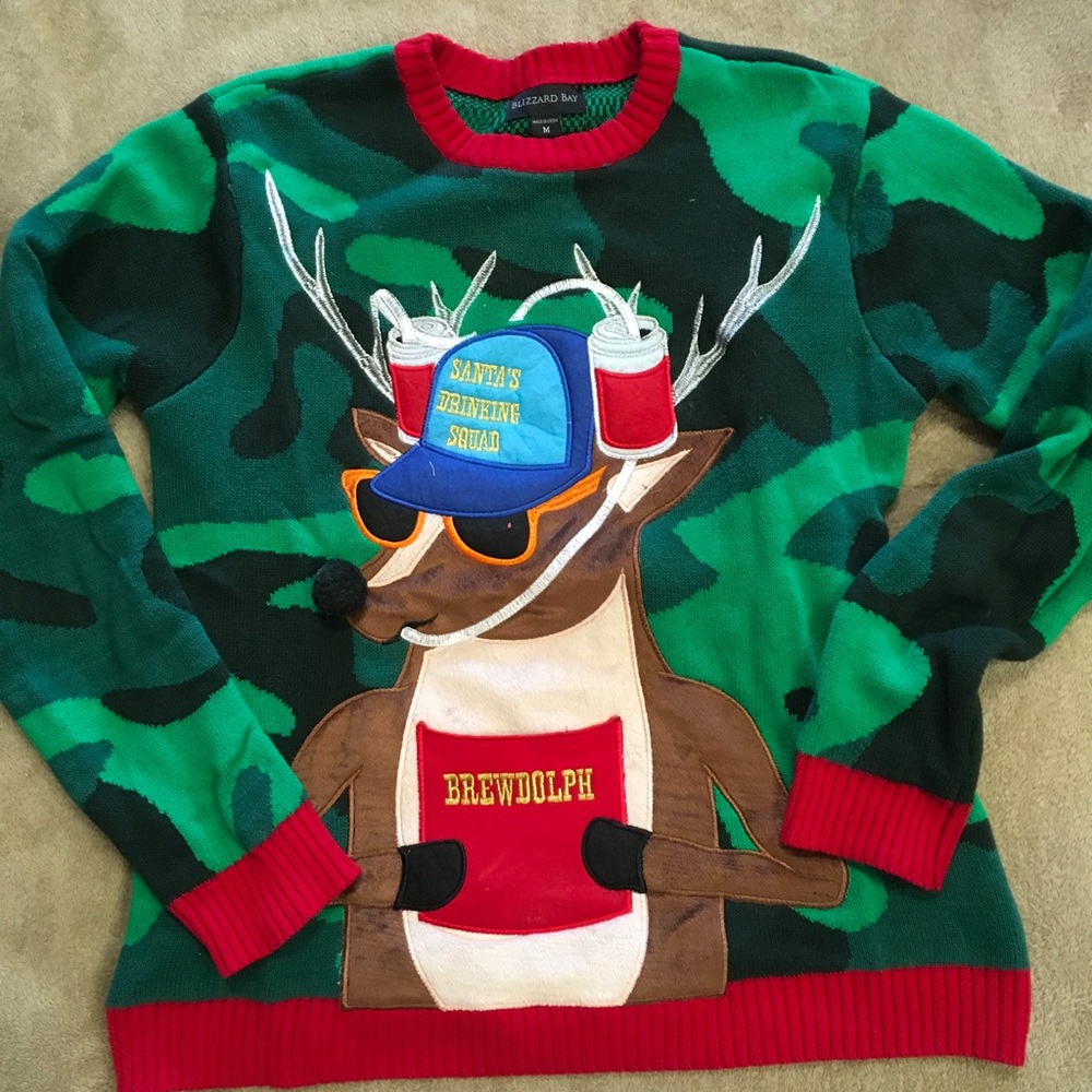 Men’s Ugly Christmas Camo Sweater Deer Sz M